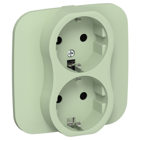 Розетка 2-я с заземлением в сборе ИЭК FLITE РС12-0-А-ФлФ 16А фисташковый
