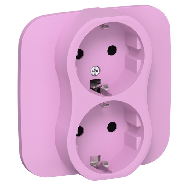 Розетка 2-я с заземлением в сборе ИЭК FLITE РС12-0-А-ФлПр 16А пурпурный