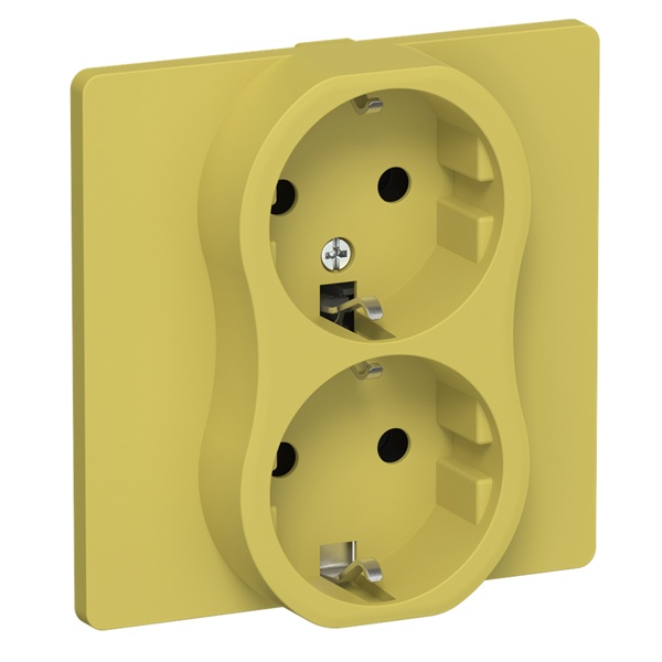 Розетка 2-я с заземлением в сборе ИЭК FLITE РС12-1-К-ФлЖК 16А автозажим желтый карри