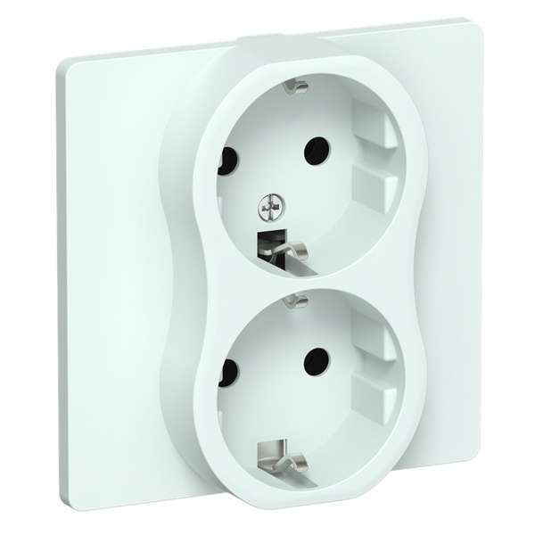 Розетка 2-я с заземлением в сборе ИЭК FLITE РС12-1-К-ФлХЛ 16А автозажим холодный лёд