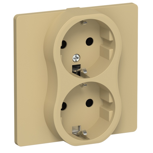 Розетка 2-я с заземлением в сборе ИЭК FLITE РС12-0-К-ФлШм 16А шамуа