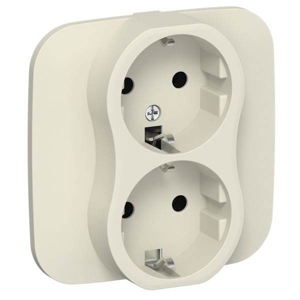 Розетка 2-я с заземлением в сборе ИЭК FLITE РСш12-1-А-ФлСл 16А шторки автозажим сливочный
