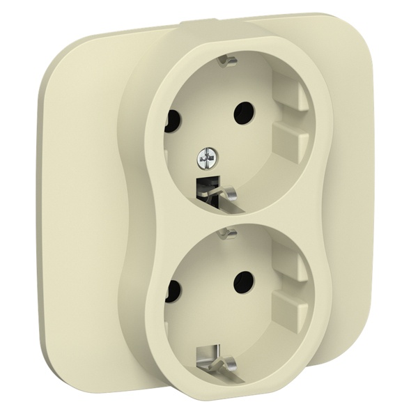 Розетка 2-я с заземлением в сборе ИЭК FLITE РСш12-1-А-ФлН 16А шторки автозажим навахо