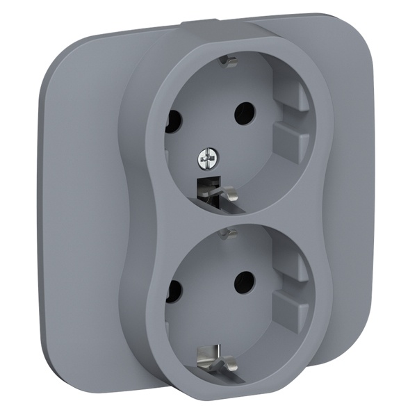 Розетка 2-я с заземлением в сборе ИЭК FLITE РСш12-0-А-ФлМ 16А шторки маренго