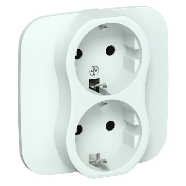 Розетка 2-я с заземлением в сборе ИЭК FLITE РСш12-0-А-ФлХЛ 16А шторки холодный лёд