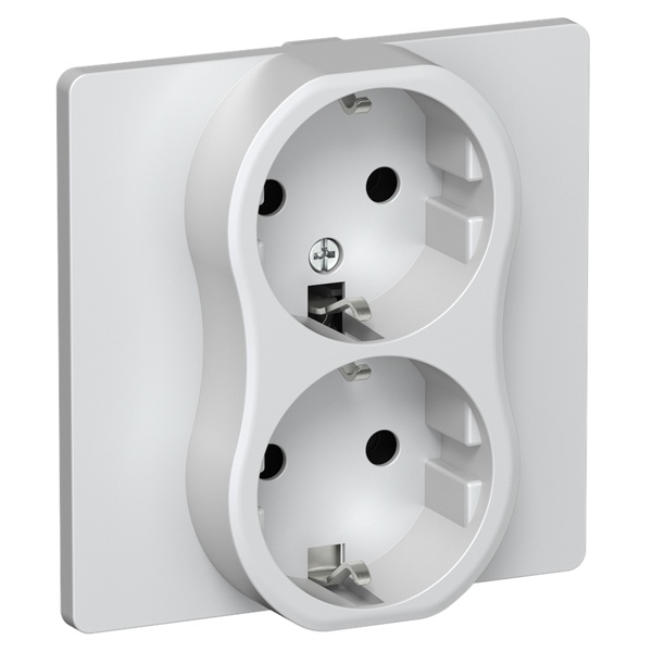 Розетка 2-я с заземлением в сборе ИЭК FLITE РСш12-1-К-ФлЖ 16А шторки автозажим жемчуг