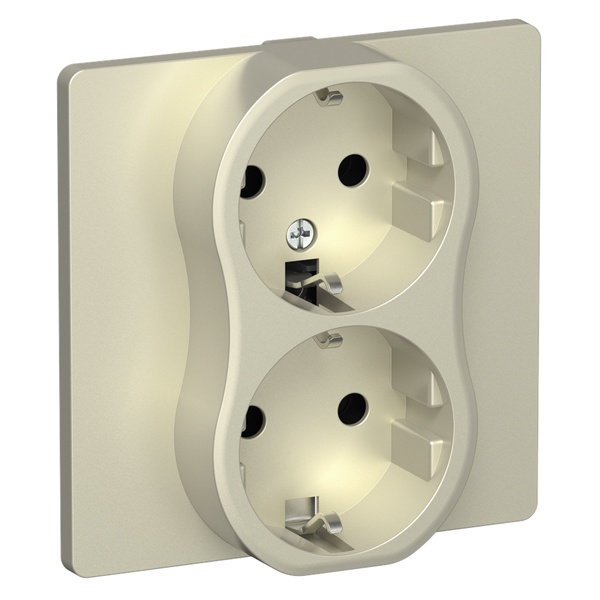 Розетка 2-я с заземлением в сборе ИЭК FLITE РСш12-1-К-ФлШ 16А шторки автозажим шампань