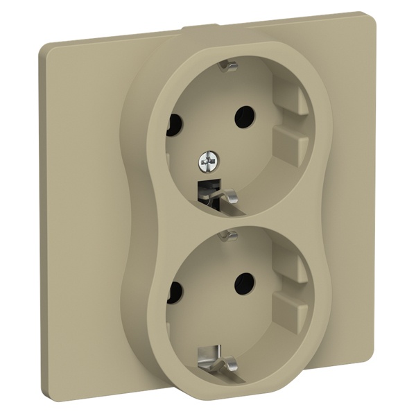 Розетка 2-я с заземлением в сборе ИЭК FLITE РСш12-1-К-ФлХ 16А шторки автозажим хаки