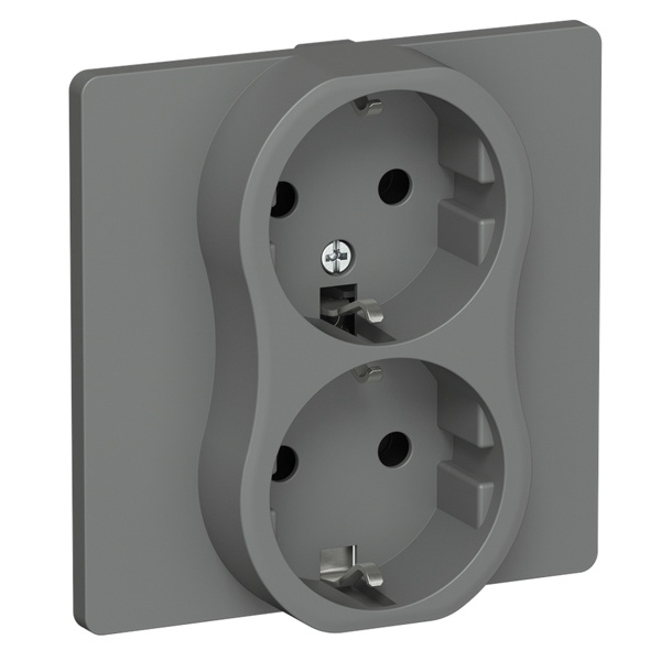 Розетка 2-я с заземлением в сборе ИЭК FLITE РСш12-1-К-ФлМА 16А шторки автозажим мокрый асфальт