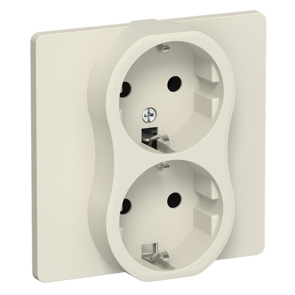 Розетка 2-я с заземлением в сборе ИЭК FLITE РСш12-1-К-ФлСл 16А шторки автозажим сливочный