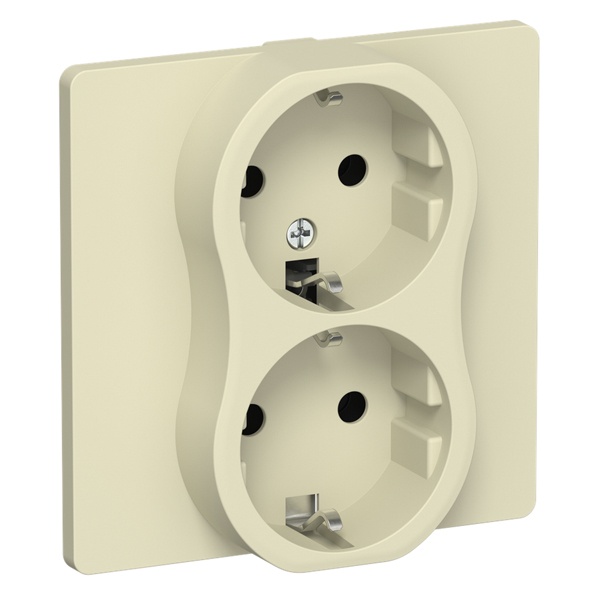 Розетка 2-я с заземлением в сборе ИЭК FLITE РСш12-1-К-ФлН 16А шторки автозажим навахо