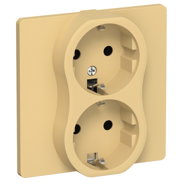 Розетка 2-я с заземлением в сборе ИЭК FLITE РСш12-1-К-ФлЗ 16А шторки автозажим золотарник