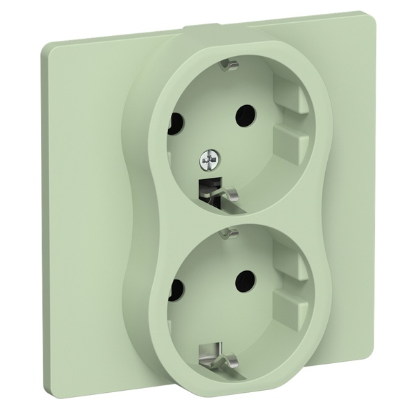 Розетка 2-я с заземлением в сборе ИЭК FLITE РСш12-1-К-ФлФ 16А шторки автозажим фисташковый