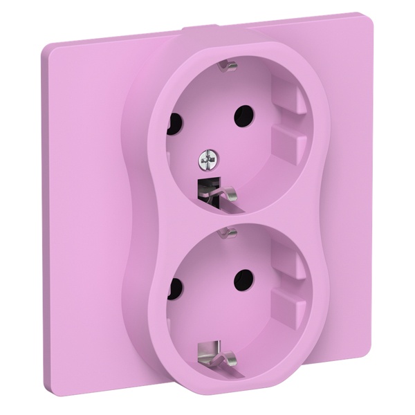 Розетка 2-я с заземлением в сборе ИЭК FLITE РСш12-1-К-ФлПр 16А шторки автозажим пурпурный