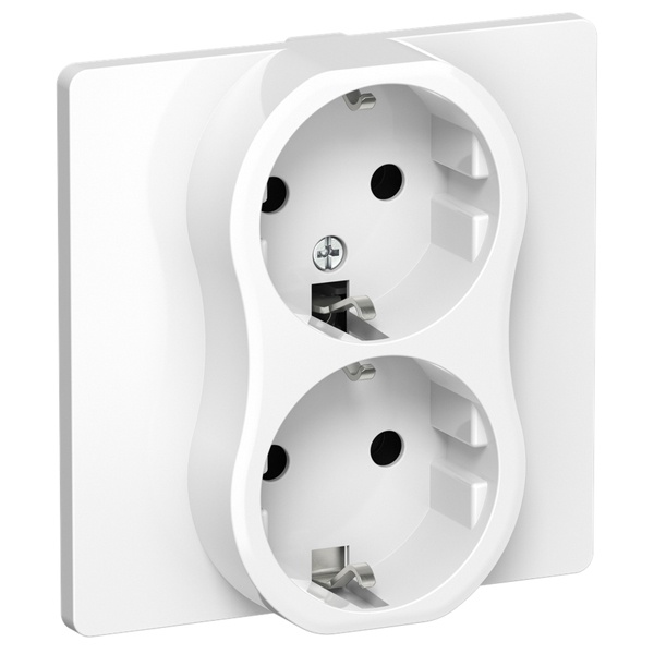 Розетка 2-я с заземлением в сборе ИЭК FLITE РСш12-0-К-ФлБ 16А шторки белый