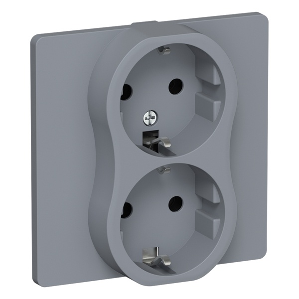 Розетка 2-я с заземлением в сборе ИЭК FLITE РСш12-0-К-ФлМ 16А шторки маренго