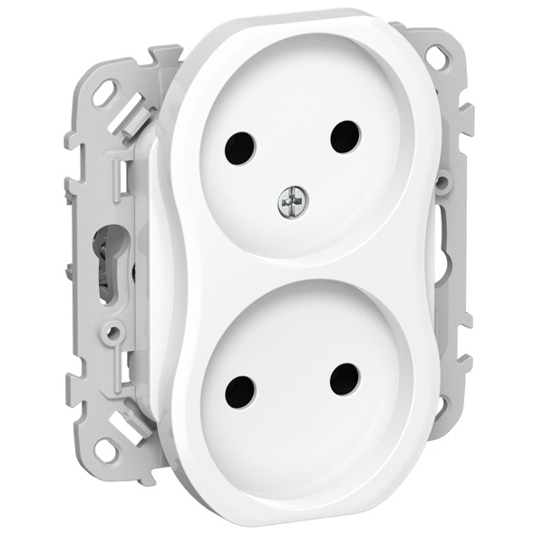 Розетка 2-я без заземления в сборе ИЭК FLITE РС02-1-ФлБ 10А автозажим белый