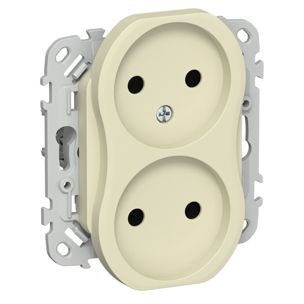 Розетка 2-я без заземления в сборе ИЭК FLITE РС02-1-ФлН 10А автозажим навахо