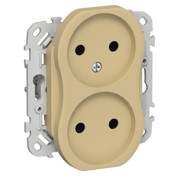 Розетка 2-я без заземления в сборе ИЭК FLITE РС02-1-ФлШм 10А автозажим шамуа