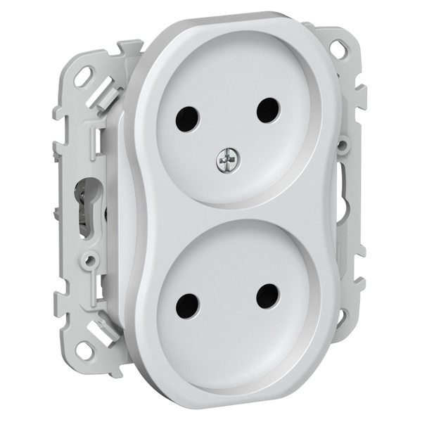 Розетка 2-я без заземления в сборе ИЭК FLITE РС02-0-ФлЖ 10А жемчуг