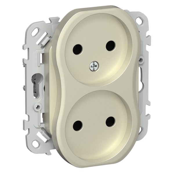 Розетка 2-я без заземления в сборе ИЭК FLITE РС02-0-ФлШ 10А шампань
