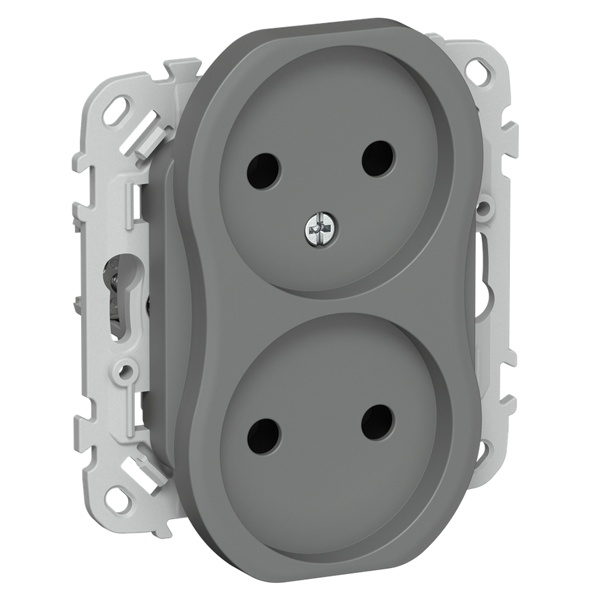 Розетка 2-я без заземления в сборе ИЭК FLITE РС02-0-ФлМА 10А мокрый асфальт