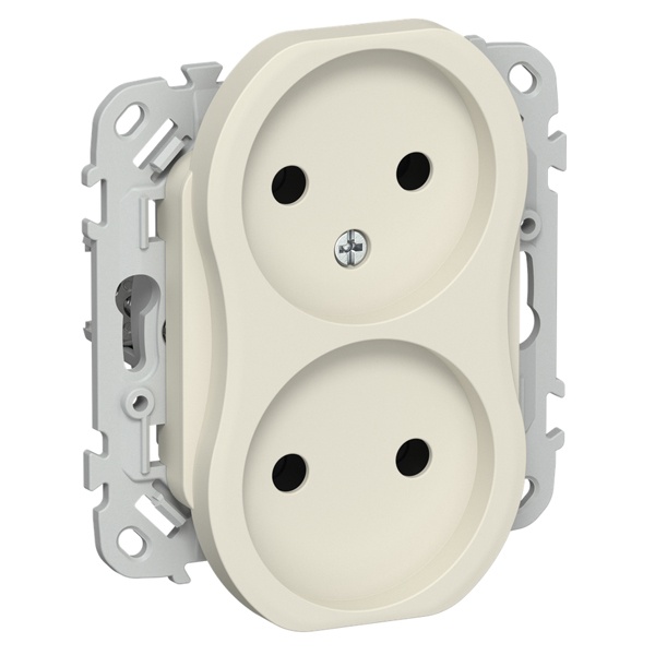 Розетка 2-я без заземления в сборе ИЭК FLITE РС02-0-ФлСл 10А сливочный