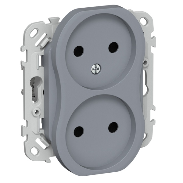 Розетка 2-я без заземления в сборе ИЭК FLITE РСш02-1-ФлМ 10А шторки автозажим маренго