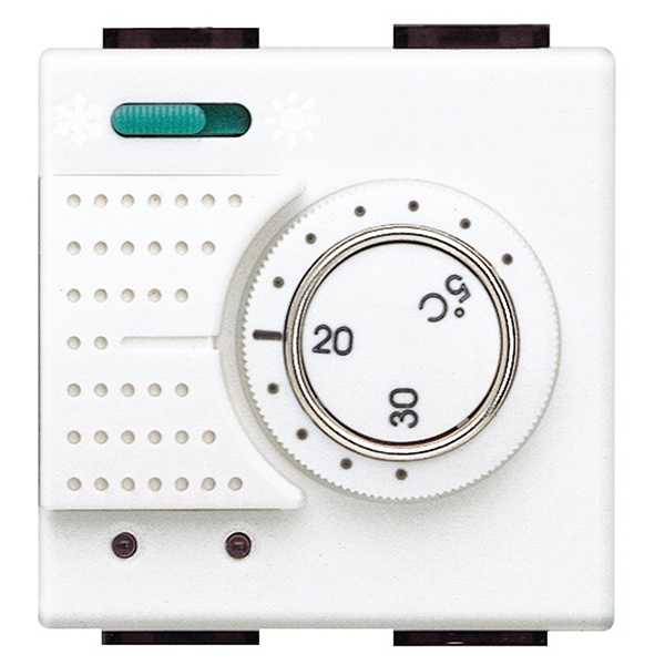 Термостат комнатный с переключателем зима/лето и релейным выходом на С-NO 2А 2м LivingLight Белый