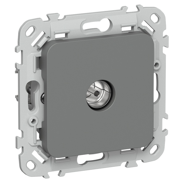 Розетка TV экранированная проходная тип M ИЭК FLITE РТВм-1-1-2-ФлМА мокрый асфальт