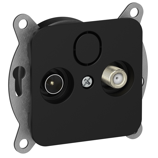 Розетка двойная TV+SAT экранированная оконечная ИЭК FLITE РТВс-2-1-1-ФлЧ черный