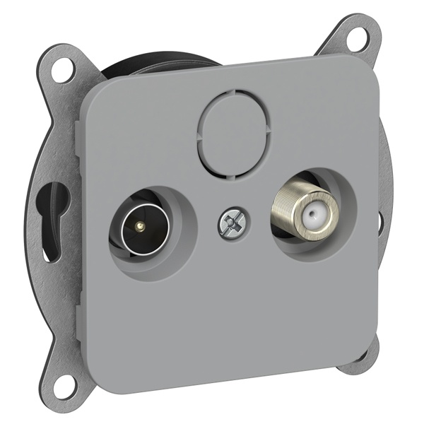 Розетка двойная TV+SAT экранированная оконечная ИЭК FLITE РТВс-2-1-1-ФлС серый