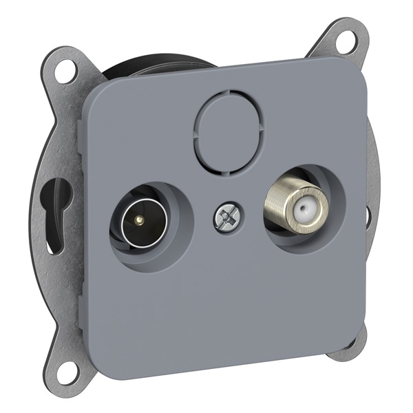 Розетка двойная TV+SAT экранированная оконечная ИЭК FLITE РТВс-2-1-1-ФлМ маренго