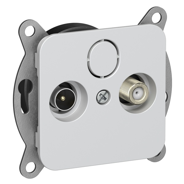 Розетка двойная TV+SAT экранированная оконечная ИЭК FLITE РТВс-2-1-1-ФлЖ жемчуг