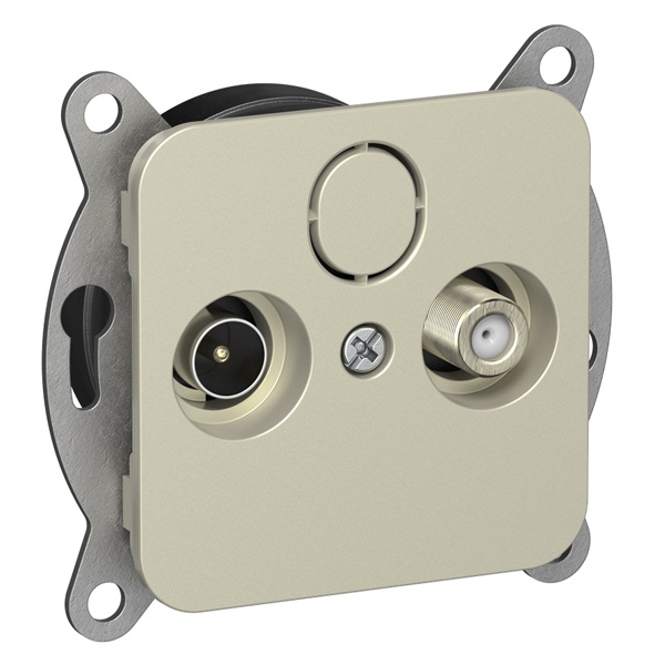 Розетка двойная TV+SAT экранированная оконечная ИЭК FLITE РТВс-2-1-1-ФлШ шампань