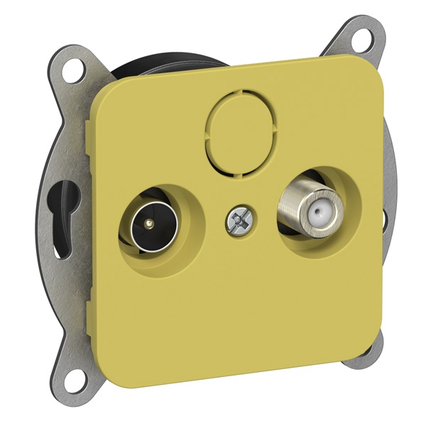 Розетка двойная TV+SAT экранированная оконечная ИЭК FLITE РТВс-2-1-1-ФлЖК желтый карри
