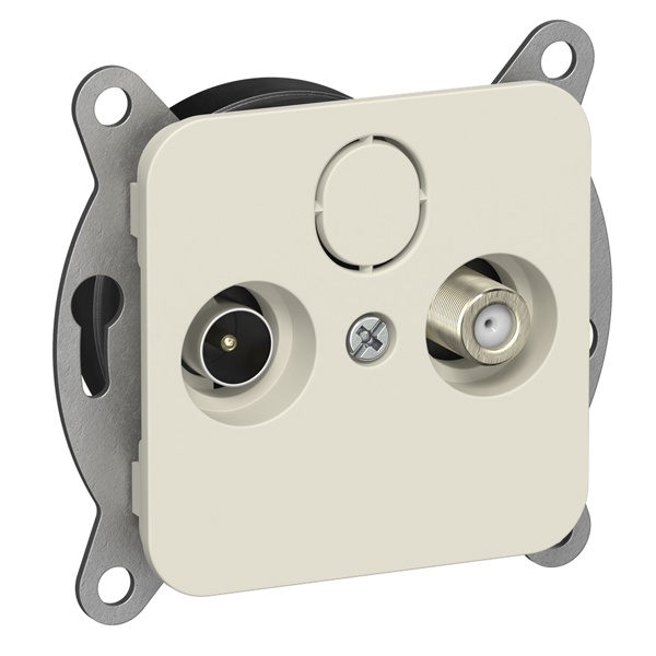 Розетка двойная TV+SAT экранированная оконечная ИЭК FLITE РТВс-2-1-1-ФлСл сливочный
