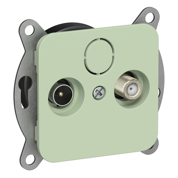 Розетка двойная TV+SAT экранированная оконечная ИЭК FLITE РТВс-2-1-1-ФлФ фисташковый