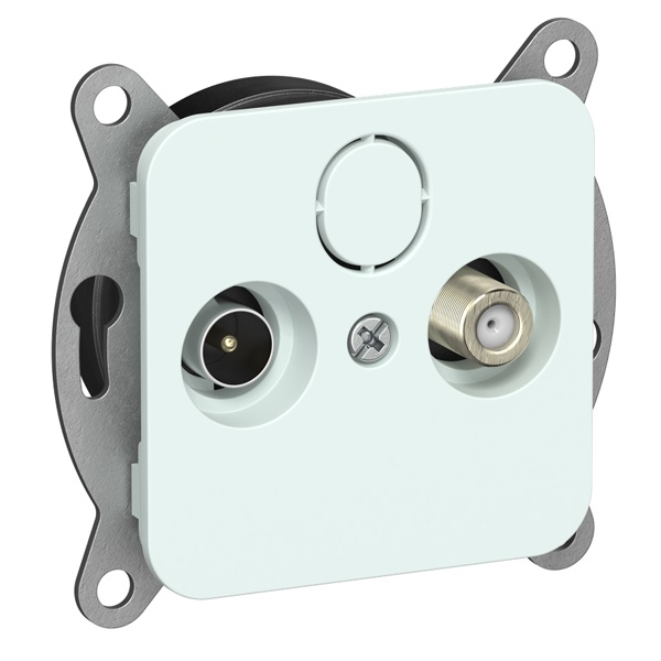 Розетка двойная TV+SAT экранированная оконечная ИЭК FLITE РТВс-2-1-1-ФлХЛ холодный лёд