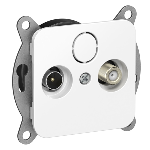 Розетка двойная TV+SAT экранированная проходная ИЭК FLITE РТВс-2-1-2-ФлБ белый