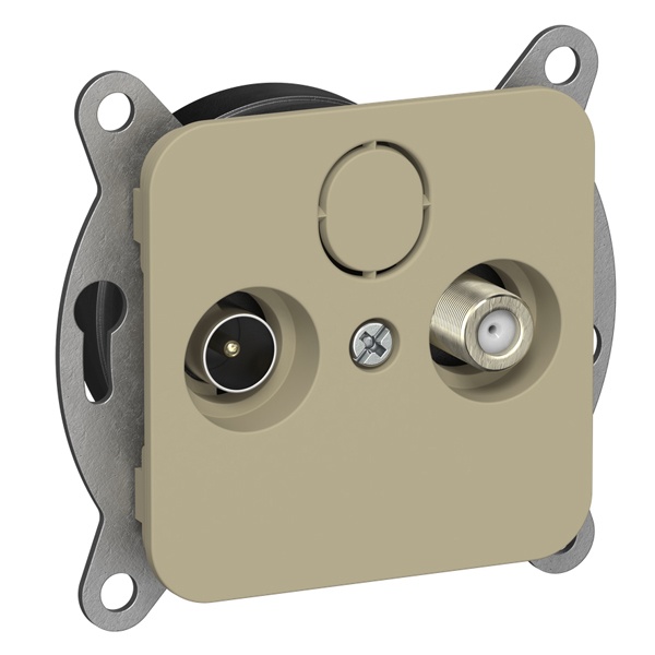 Розетка двойная TV+SAT экранированная проходная ИЭК FLITE РТВс-2-1-2-ФлХ хаки