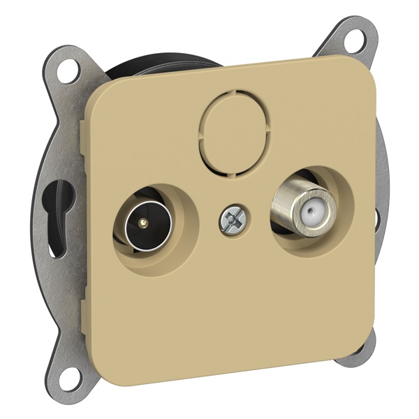 Розетка двойная TV+SAT экранированная проходная ИЭК FLITE РТВс-2-1-2-ФлШм шамуа