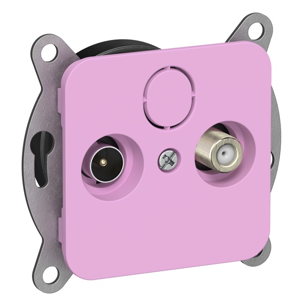 Розетка двойная TV+SAT экранированная проходная ИЭК FLITE РТВс-2-1-2-ФлПр пурпурный