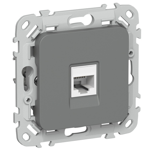 Розетка компьютерная ИЭК FLITE РК5е-1-0-ФлМА RJ45 кат.5E UTP мокрый асфальт