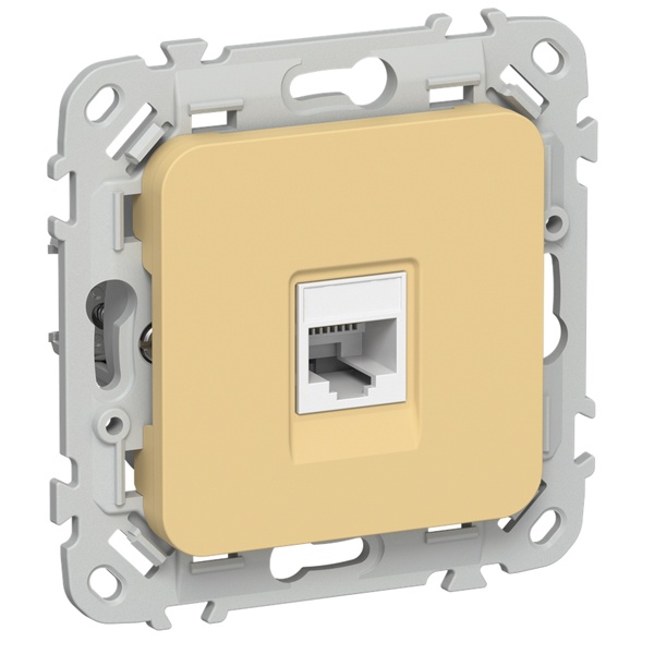 Розетка компьютерная ИЭК FLITE РК5е-1-0-ФлЗ RJ45 кат.5E UTP золотарник