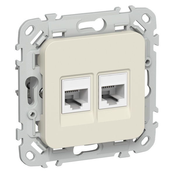 Розетка компьютерная 2-ая ИЭК FLITE РК5е-2-0-ФлСл RJ45 кат.5E UTP сливочный