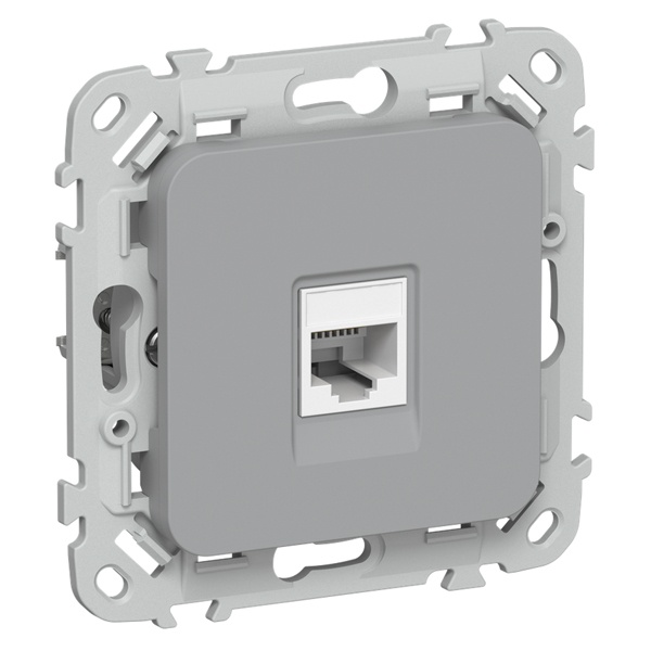 Розетка компьютерная ИЭК FLITE РК6-1-0-ФлС RJ45 кат.6 UTP серый