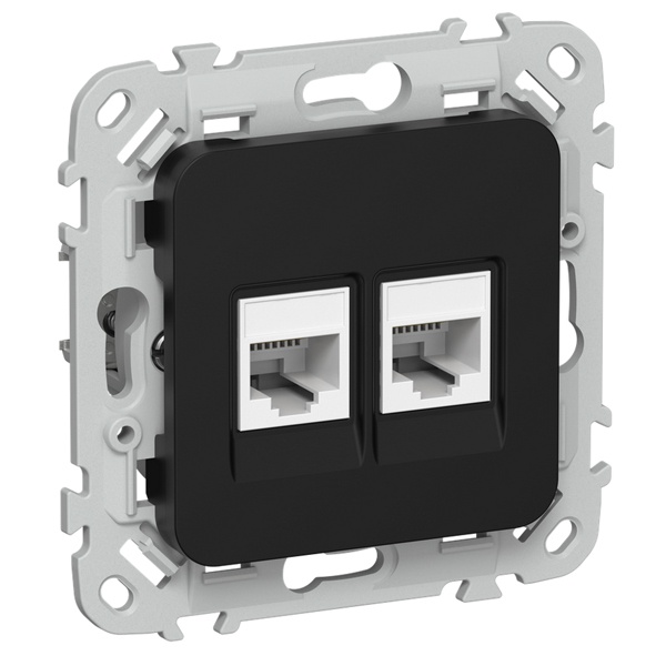 Розетка компьютерная 2-ая ИЭК FLITE РК6-2-0-ФлЧ RJ45 кат.6 UTP черный