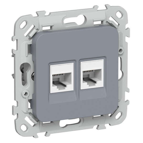 Розетка компьютерная 2-ая ИЭК FLITE РК6-2-0-ФлМ RJ45 кат.6 UTP маренго