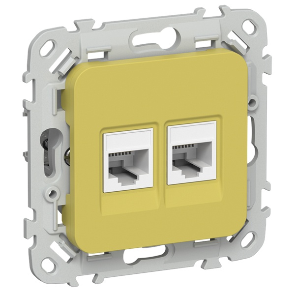Розетка компьютерная 2-ая ИЭК FLITE РК6-2-0-ФлЖК RJ45 кат.6 UTP желтый карри